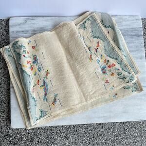 Vintage | Set Of 6 Boho Embroidered Fiber Art Placemats Ocean Sea Animals Fish